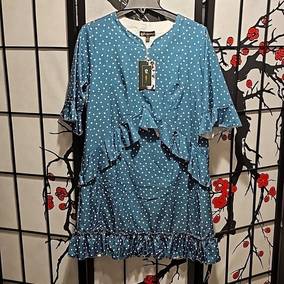 Cherfly Ruffle Dress Size Medium NWT - Picture 2 of 10